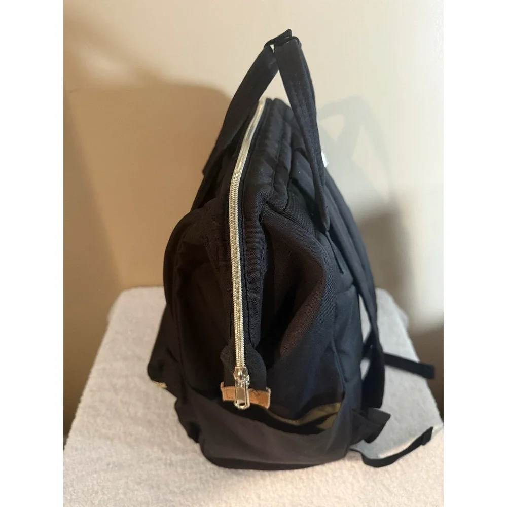 anello Black Backpack Zipper Closure Inner & Outer Pockets Adjustable Strap